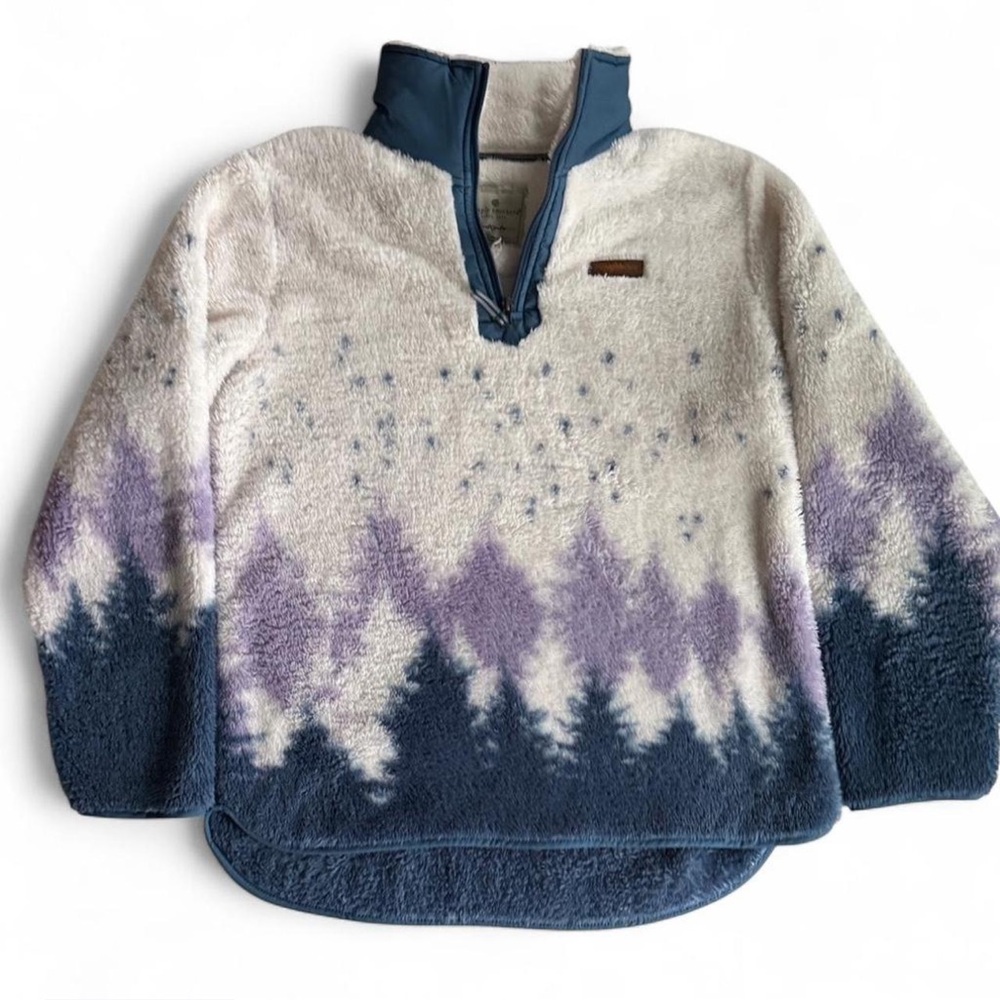 Simply Southern Cream and Blue Fleece Jacket